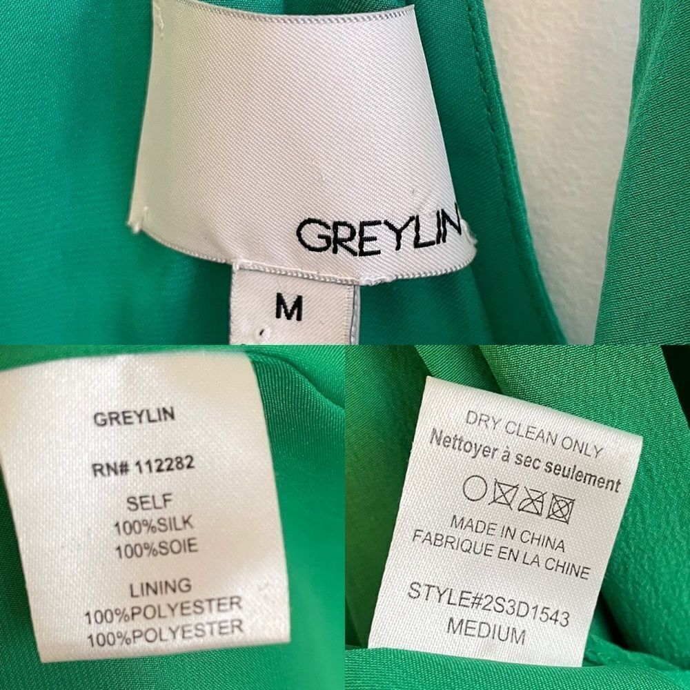 Greylin Maggie Kelly Green Pleated 100% Silk Mini Dress - Picture 12 of 12